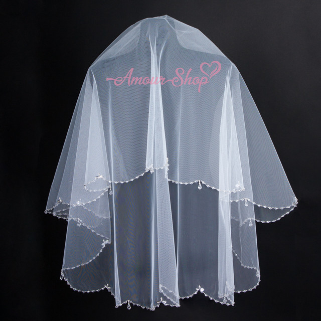 белая фата, айвори до попы, средней длины