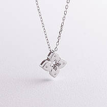 Срібне кольє "Кленвер" із фіанітами 181366