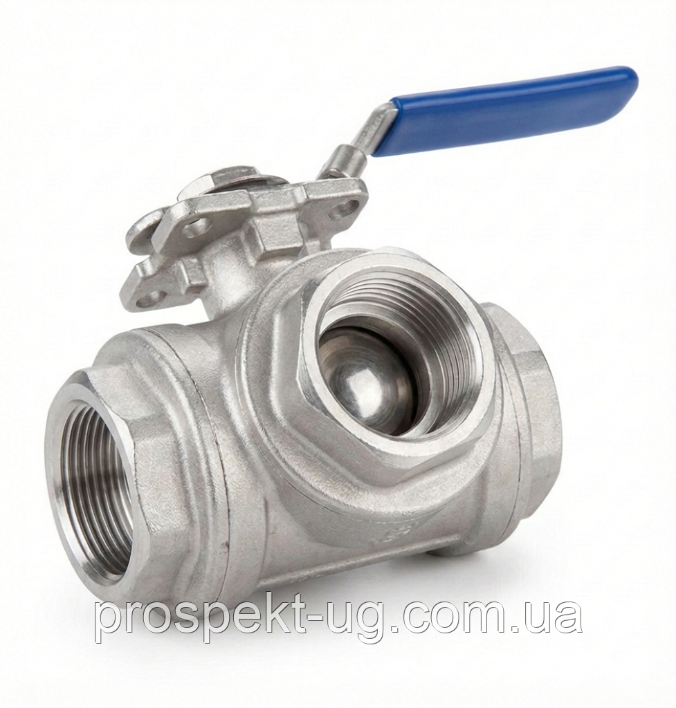 Кран кульовий нержавіючий триходовий L-тип AISI 304 2" (Ду50) ВВВ, фото 1