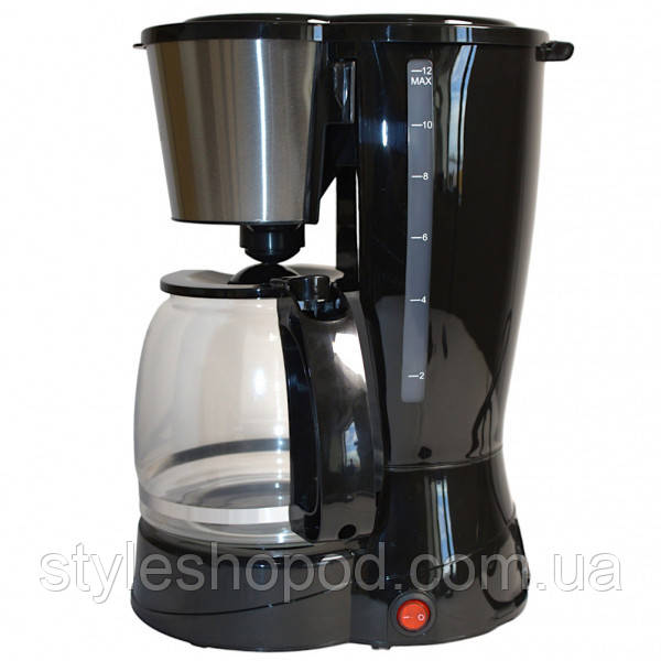 Крапельна кавоварка на 12 чашок 800 Вт зі скляною колбою та підігрівом, фото 1