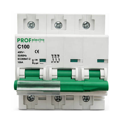 Автоматичний вимикач ПФ Автоматичний вимикач MCB 3P C 100A 10kA 400B, фото 1