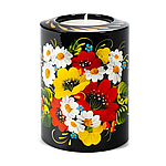 Свічник для чайної свічки ручної роботи в техніці Петриківський розпис Сапфір СК-11 мал. 202