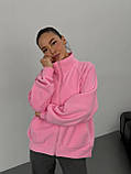 Стильна тепла кофта з кишенями на блискавці з флісу РОЖЕВА 42-48, фото 3