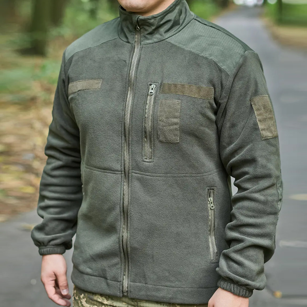 Тактична флісова кофта олива (хакі) для військовослужбовців Збройних Сил України | Розмір 40–62