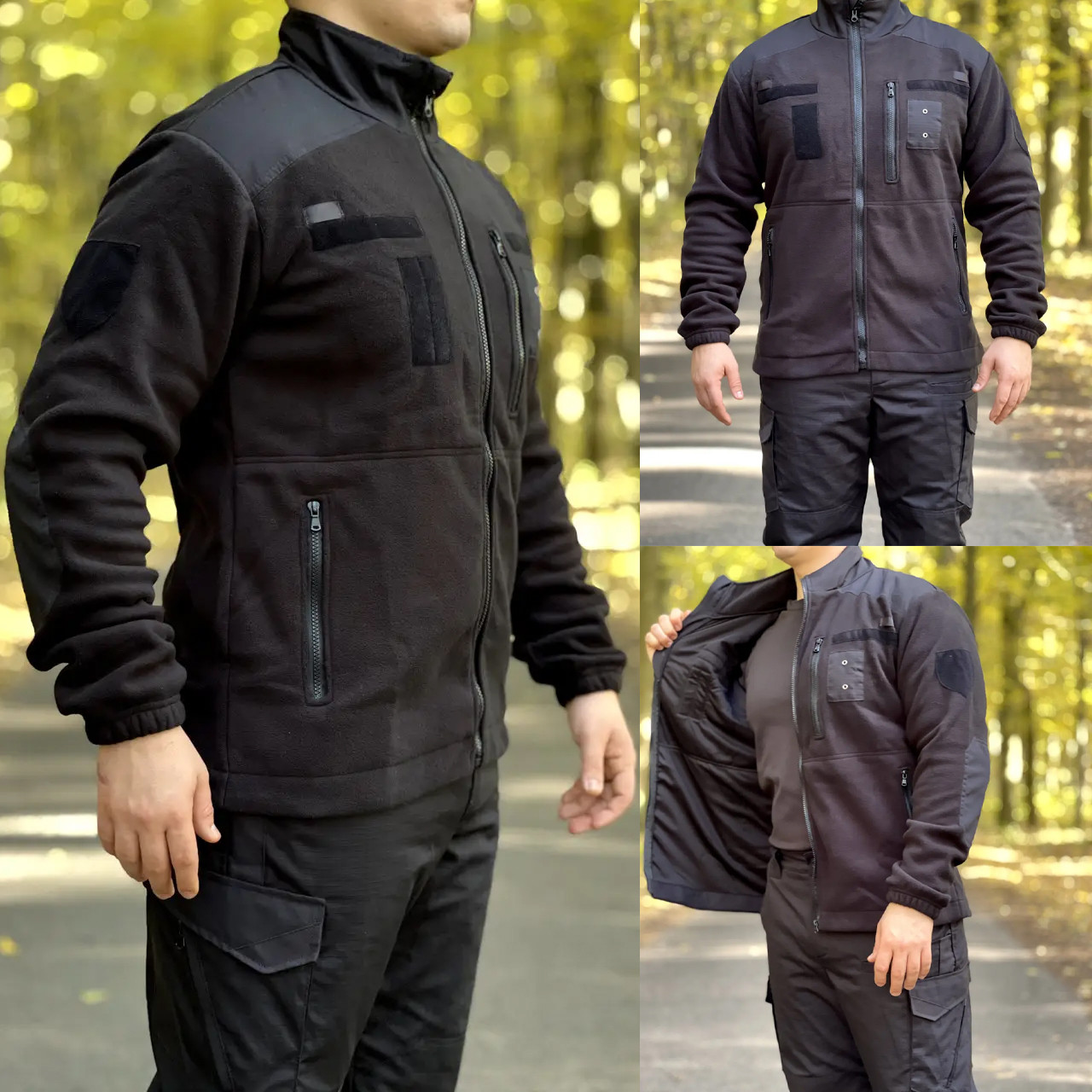 Кофта флісова тактична «Поліція» чорна для патрульної поліції та оперативних підрозділів | Розмір 40–62