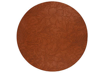 Набір (12 шт.) серветка сервірувальна (плейсмат) з еко - шкіри з тисненням D38см Floral, колір - теплий теракотовий