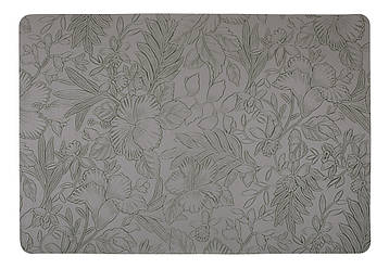 Набір (12 шт.) серветка сервірувальна (плейсмат) з еко - шкіри з тисненням 30*45см Floral, колір - сірий