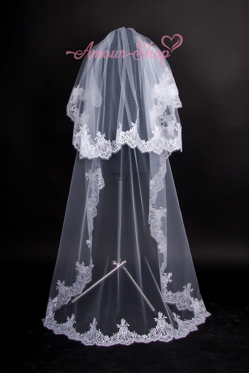 Фата кружевная длинная белая: продажа, цена в Киеве. Свадебная фата от ...