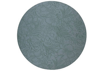 Набір (12 шт.) серветка сервірувальна (плейсмат) з еко - шкіри з тисненням D38см Floral, колір - блакитний джинс