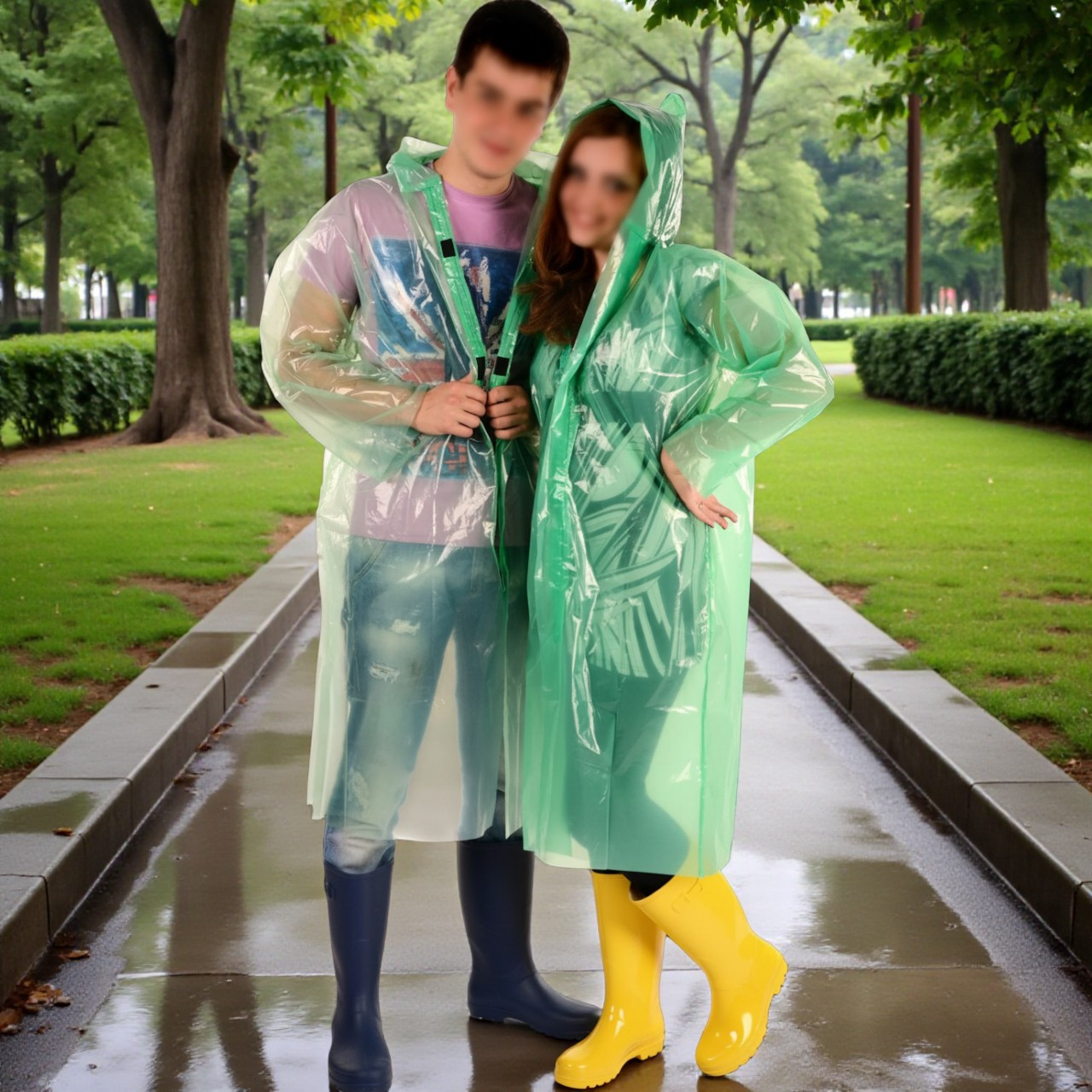 Дощовик на липучці, плащ-дощовик поліетиленовий дорослий одноразовий, фото 1