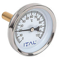 Термометр Ø63 фронтальный 1/2" 0-120С ITAL + гильзаAN100ook