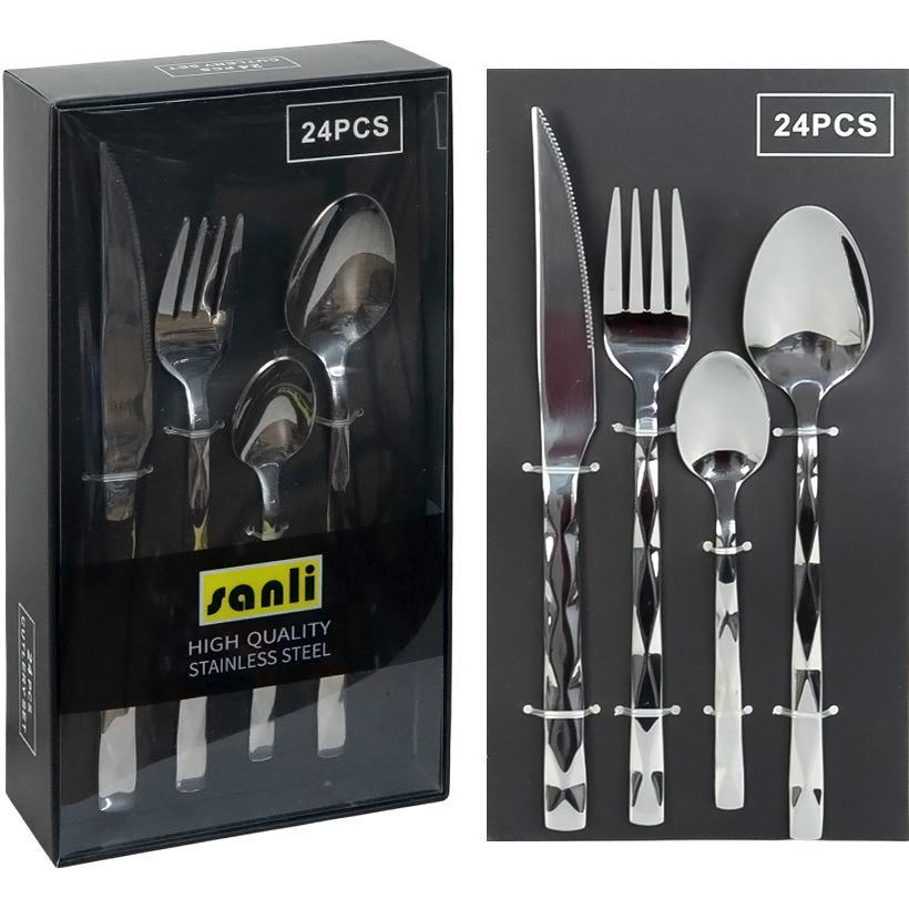 Набір столових приборів на 6 персон 24 предмети по 6 шт. ножів, виделок, столових і чайних ложок (№-2), фото 1
