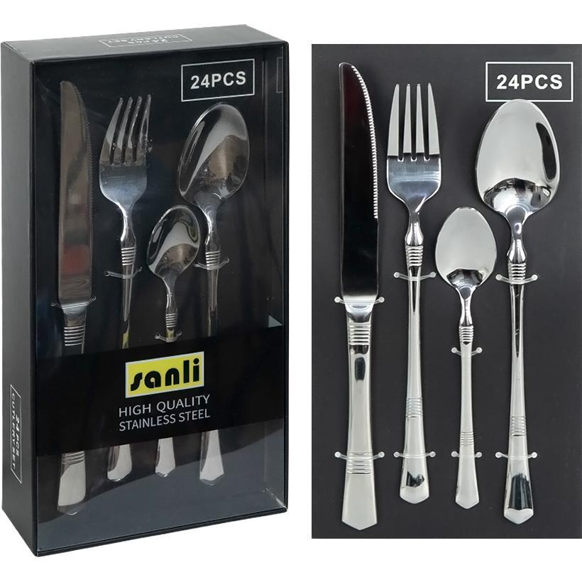 Набір столових приборів на 6 персон 24 предмети по 6 шт. ножів, виделок, столових і чайних ложок (№-5), фото 1
