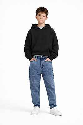 Модні підліткові джинси mom сині (р.25-31)