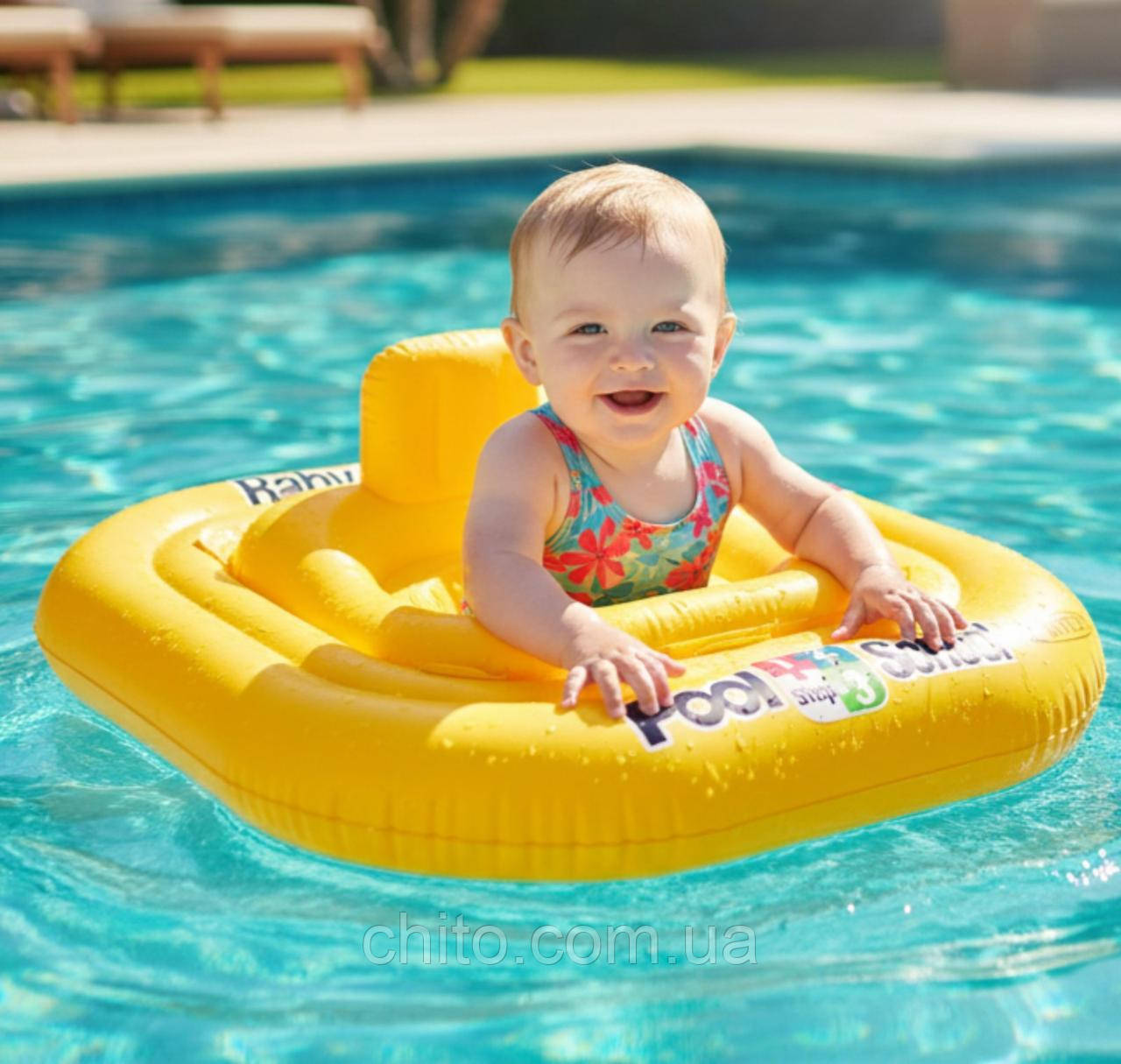 Дитячий надувний плотик з трусиками Intex 56587 «Pool School Step 1» 79х79 см для плавання, фото 1