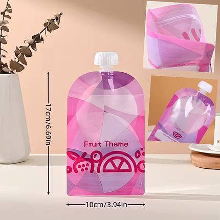 Набір з 2-х Багаторазових Пакетів-Паучів для Дитячого Пюре - 200 мл 🔥 BPA Free 🔥 ПЕТ, фото 1