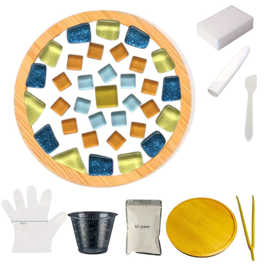 Набір підставка з мозаїки «Янтарний берег на білому фоні» для дитячої творчості, фото 1