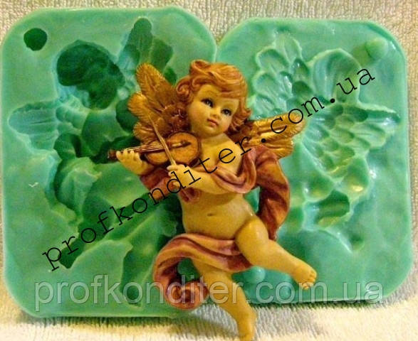 Молд подвійний " Ангел зі скрипкою лицьова частина 2Д (без задньої), фото 1