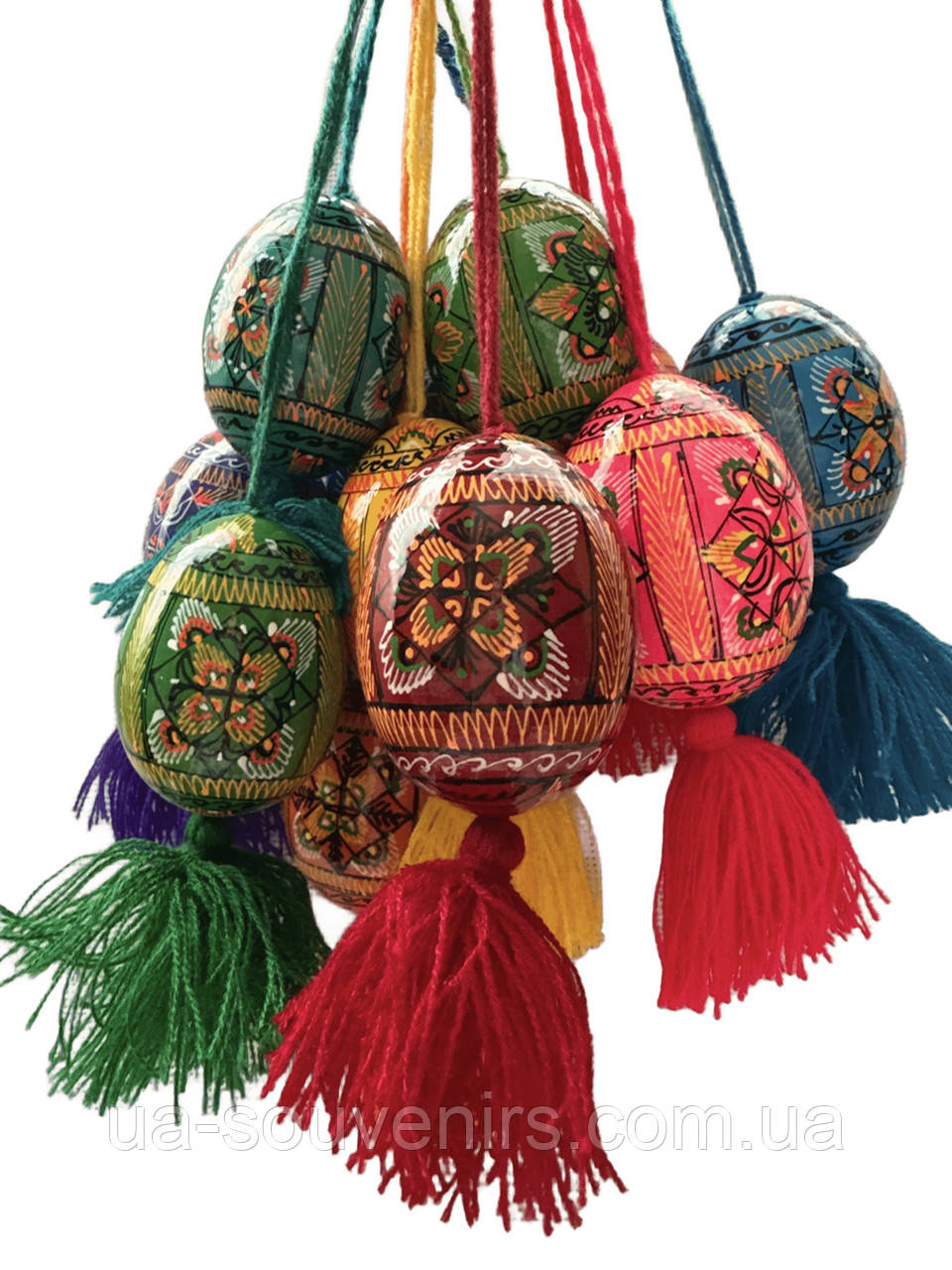 Набір писанок з взором №2, 11 кольорів на дерев’яному яйці, фото 1
