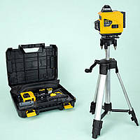 Лазерний рівень 4D, 16 ліній, акумуляторний, зі штативом, у кейсі ASR927 (Лазерний нівелір)