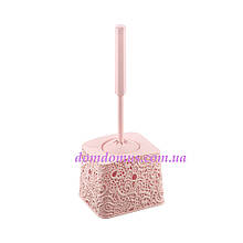 Комплект для туалету "Ажур" (йоржик із підставкою) рожевий