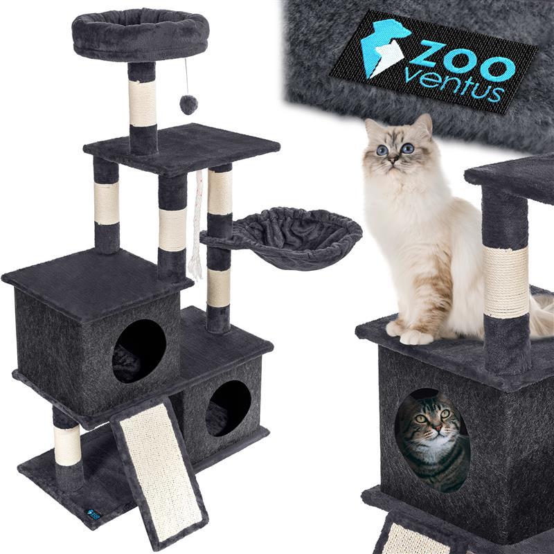 Кігтеточка для кота стовпчик 115см деревце з 5 рівнями будиночок лежак + іграшки, фото 1