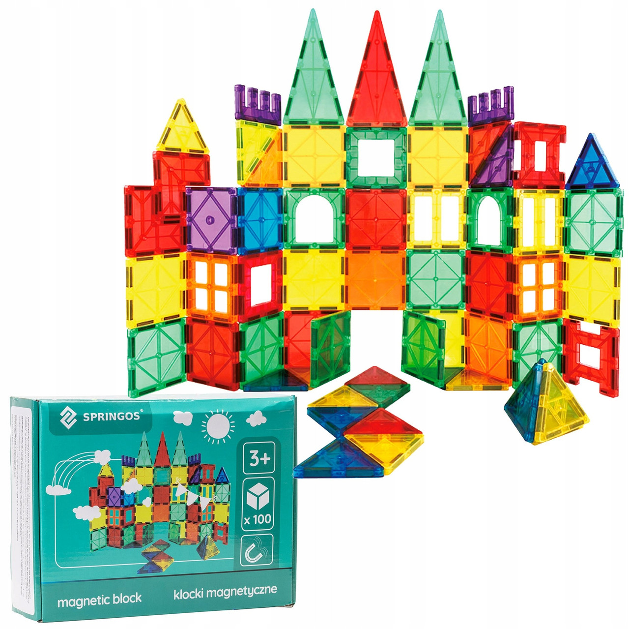 Конструктор для дітей магнітний для будівництва набір 100 елементів, фото 1
