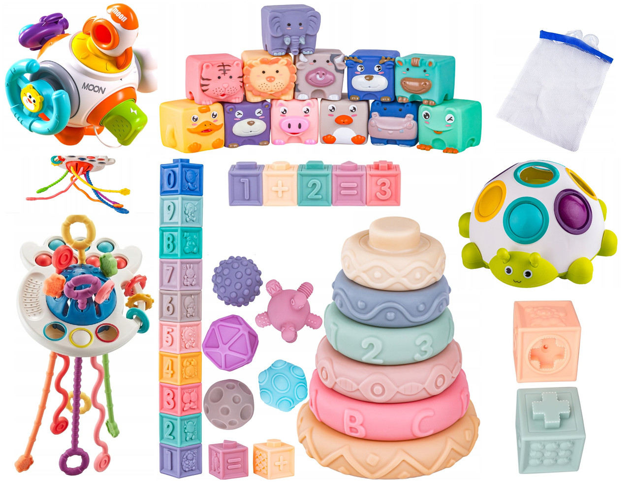 Сенсорна іграшка для дітей Montessori башта з кубиків гризун кубик 6в1, фото 1