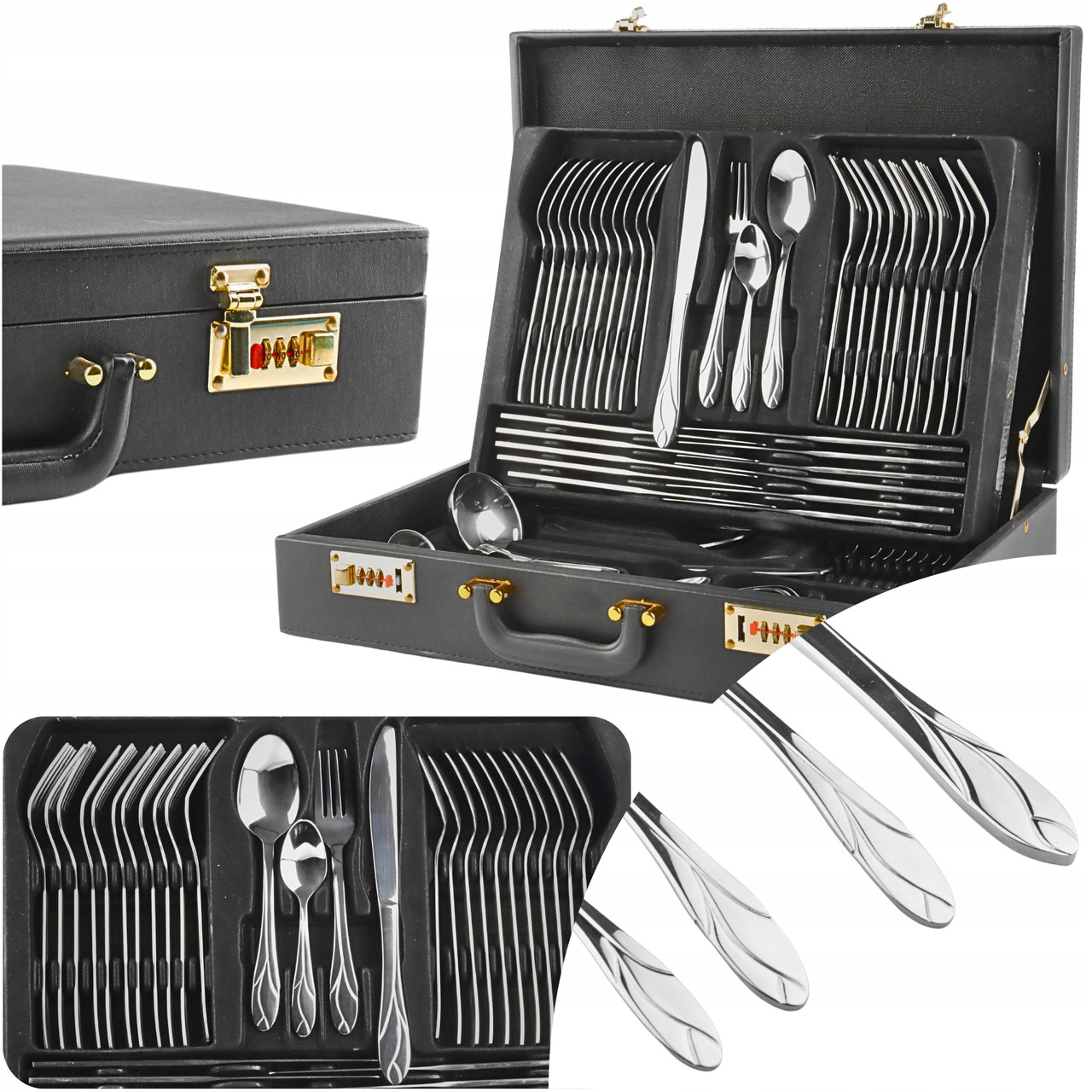 Набір столових приборів комплект 72 шт для 12 осіб ліловий блиск валіза карл, фото 1