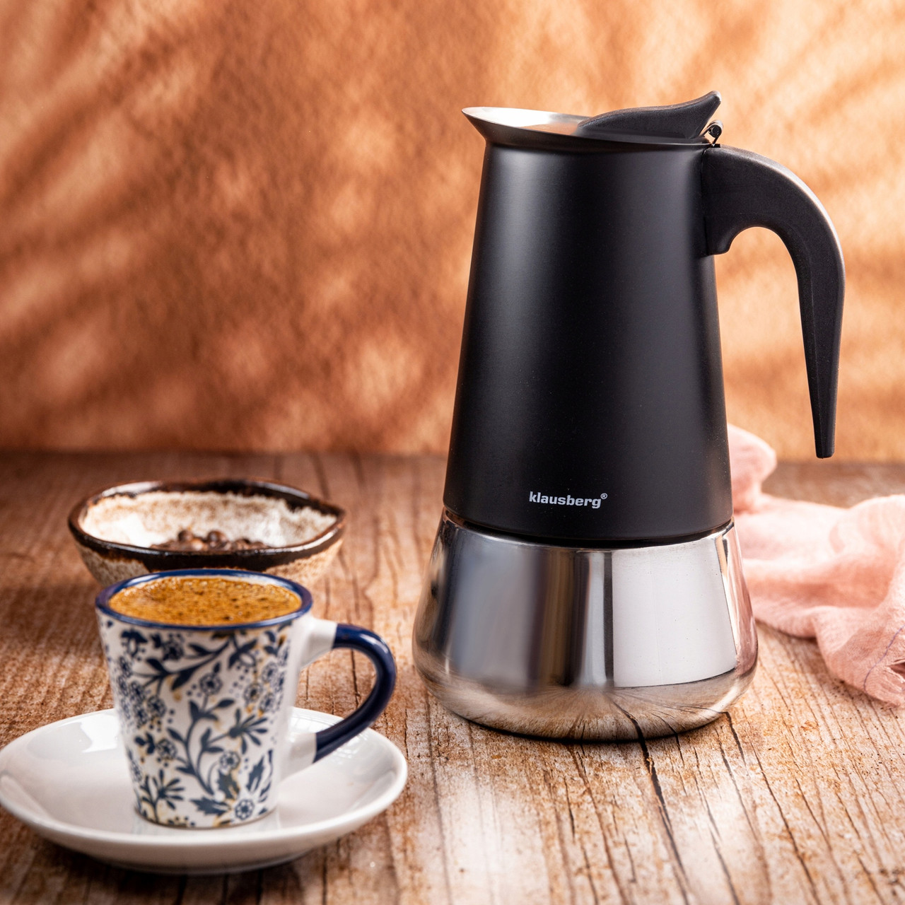 Кавоварка Klausberg Kb-7847 сталева для індукції газу еспресо 12 чашок кави, фото 1