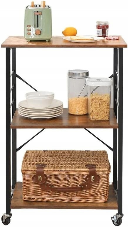 Стелаж на колесах кухонна шафка полиця 60 х 89 х 40 см візок у стилі вінтажний лофт, фото 1