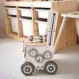 Дерев'яна майстерня для дітей 3в1 ходунець-підштовхувач візок 47 елементів стійкий, фото 3
