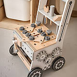Дерев'яна майстерня для дітей 3в1 ходунець-підштовхувач візок 47 елементів стійкий, фото 4