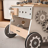 Дерев'яна майстерня для дітей 3в1 ходунець-підштовхувач візок 47 елементів стійкий, фото 5