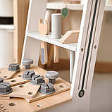 Дерев'яна майстерня для дітей 3в1 ходунець-підштовхувач візок 47 елементів стійкий, фото 6