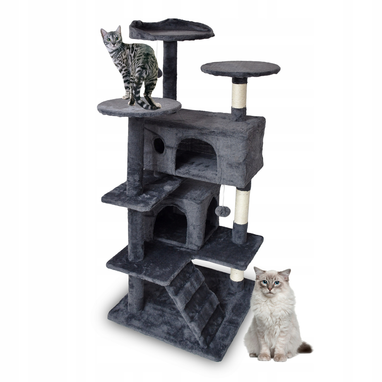Великий кігтеточка для кота 138 см вежа-дерево будиночок з 7 рівнями стабільне лежак, фото 1