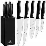 Набір з 5 кухонних ножів у чорному блоку сталі Gerlach Comfort з точилкою 2 в 1, фото 5