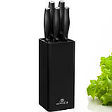 Набір з 5 кухонних ножів у чорному блоку сталі Gerlach Comfort з точилкою 2 в 1, фото 7