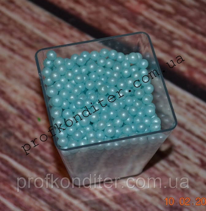 Блакитні перли 3 мм 20 грамів, фото 1
