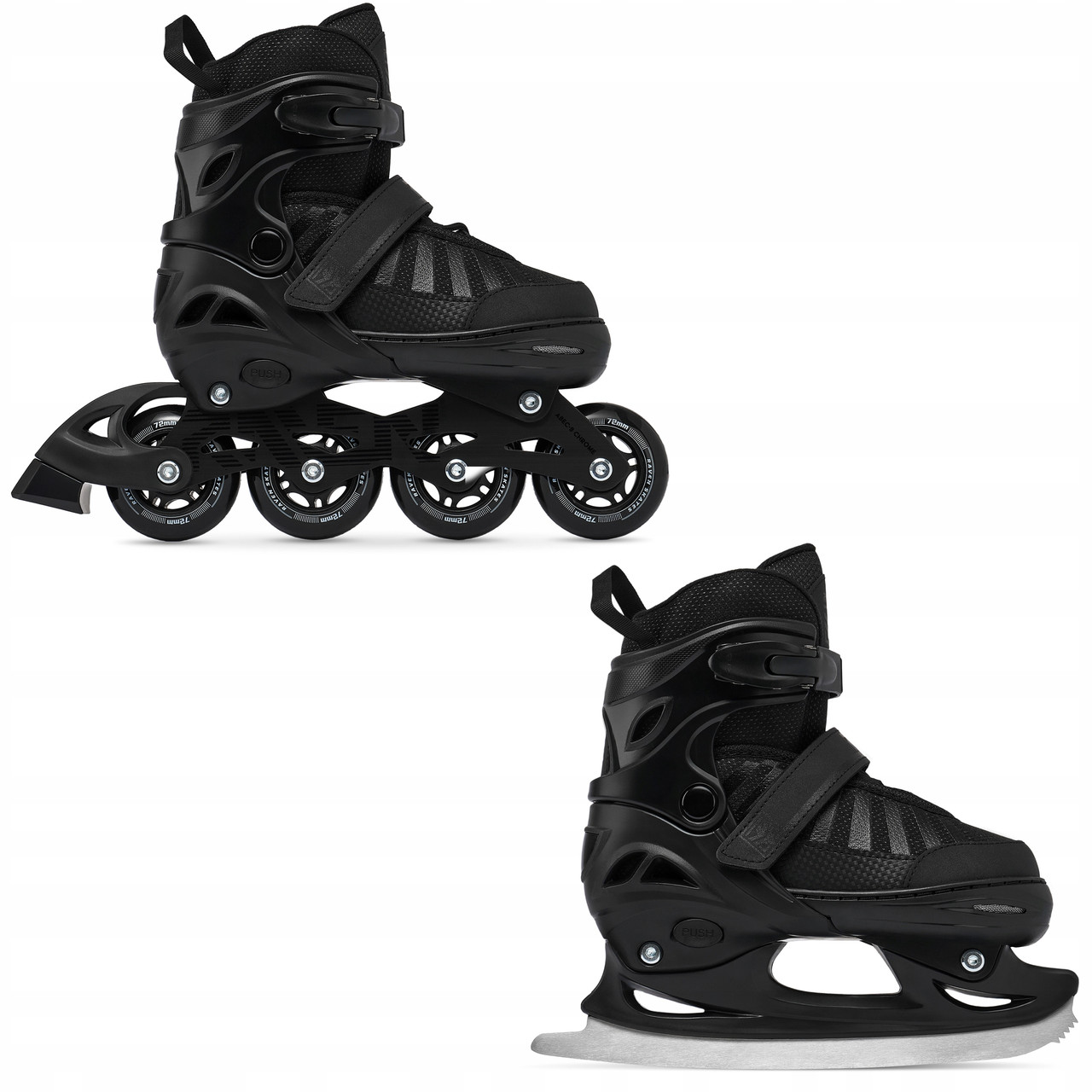 Роликові ковзани фігурні 2в1 регульовані Raven Oxen чорні 38-42, фото 1