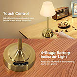 OUTON 2 шт. Бездротові настільні лампи, акумуляторна батарея 4000 мА·год Маленька сенсорна лампа, затемнюваний портативний, фото 4