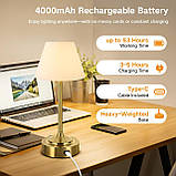 OUTON 2 шт. Бездротові настільні лампи, акумуляторна батарея 4000 мА·год Маленька сенсорна лампа, затемнюваний портативний, фото 3