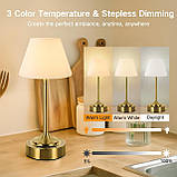 OUTON 2 шт. Бездротові настільні лампи, акумуляторна батарея 4000 мА·год Маленька сенсорна лампа, затемнюваний портативний, фото 6