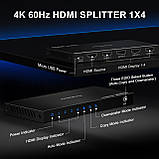 HDMI Splitter 1 вхід 4 Вихід 4K 60 Гц 4:4:4, AVIDGRAM HDMI 4-портовий спліттер із копіюванням, даунмасштабером і автоматичним, фото 2