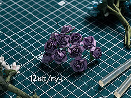 Троянда на дроті фіолетова поліуретанова 12шт/пучок для рукоділля, хобі, декору
