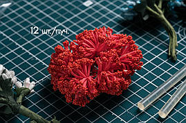 Кульки червоні на гілках 12 штук/пучок на дроті для рукоділля, хобі, декору