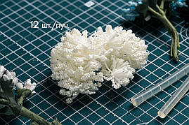 Кульки білі на гілках 12 штук/пучок на дроті для рукоділля, хобі, декору