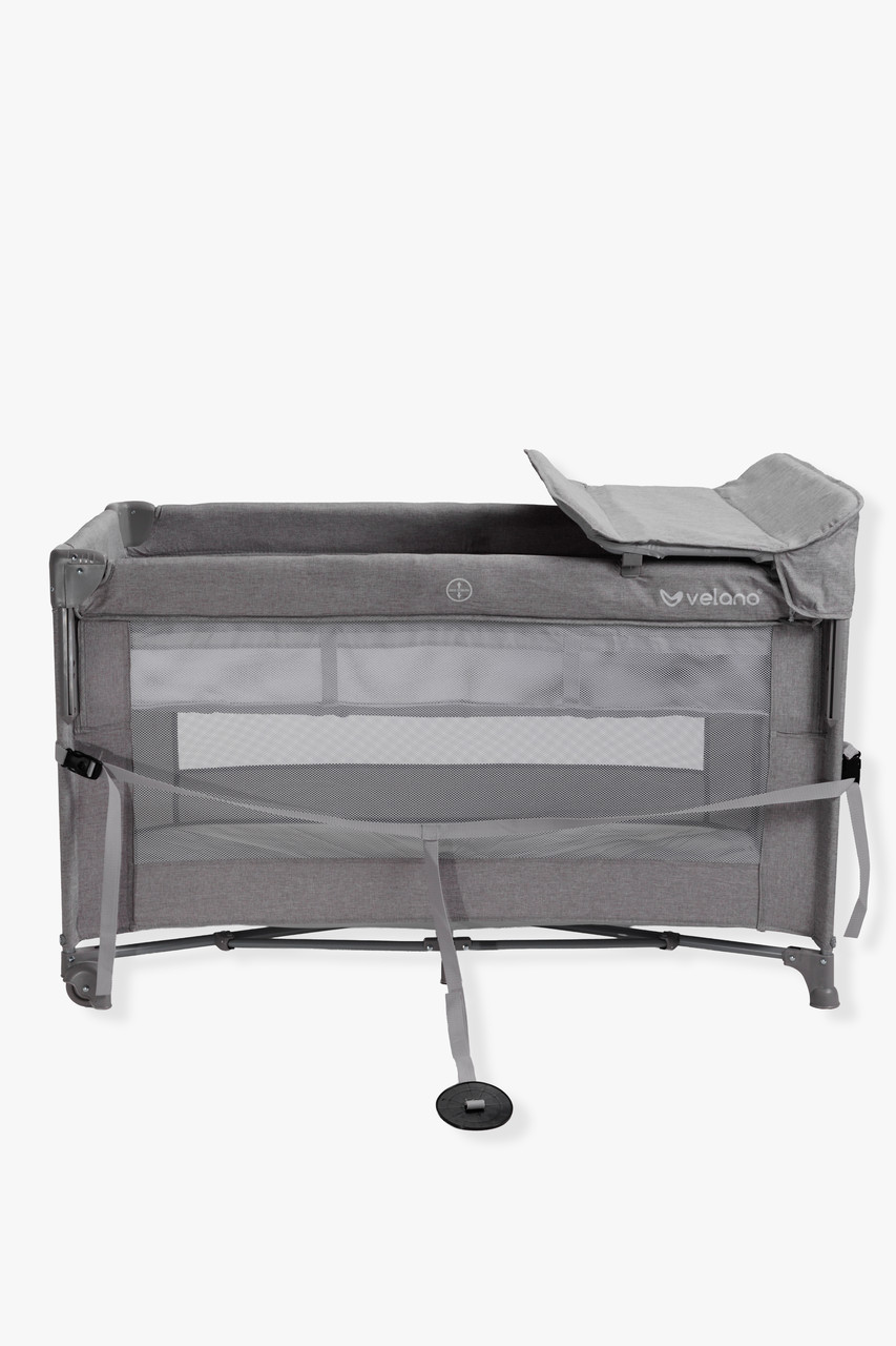 Ліжко-манеж дитяче з другим ярусом та пеленатором VELANO Tino, light grey, фото 1
