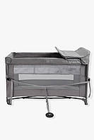 Ліжко-манеж дитяче з другим ярусом та пеленатором VELANO Tino, light grey