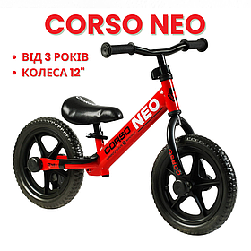 Дитячий беговел велобіг Corso Neo EN-52360, сталева рама, колеса EVA 12", підставка для ніг, для дітей 3–5 років